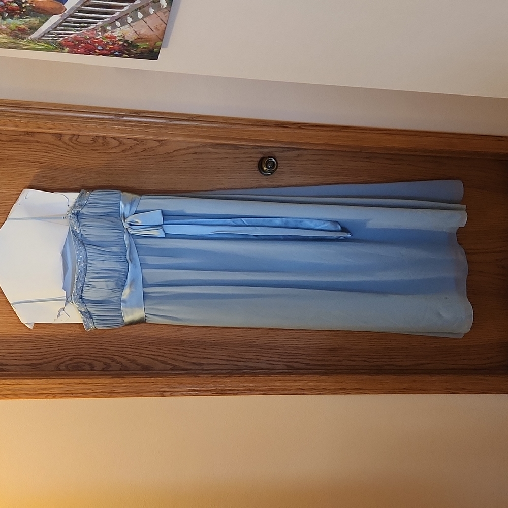 Floor length Blue Chiffon dree